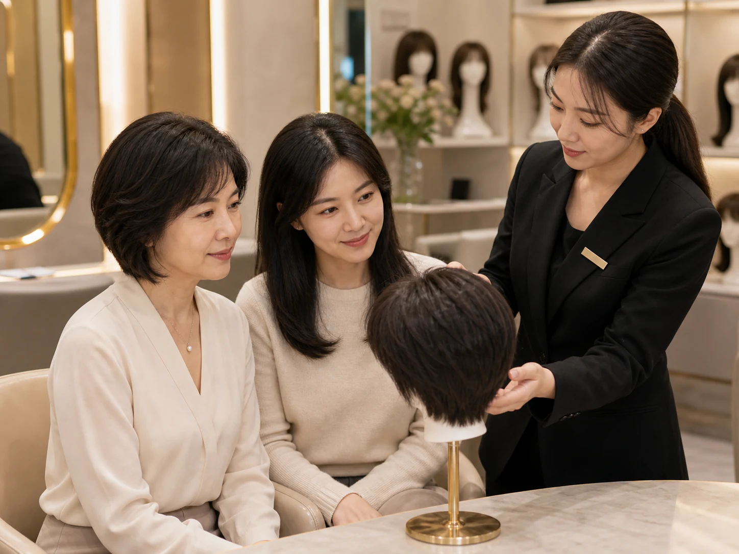 REESE瑞茜假发福田区郭女士|与家人沟通后首次到店试戴场景