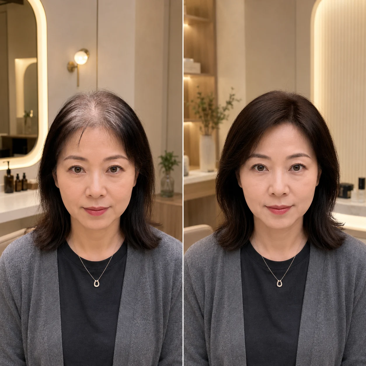REESE瑞茜假发服务场景案例｜白发过渡期的自然发色比对